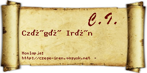 Czégé Irén névjegykártya