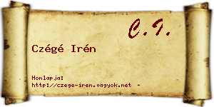 Czégé Irén névjegykártya